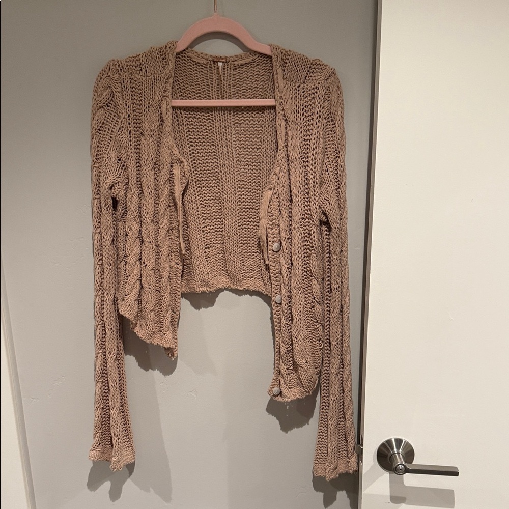 Free People Women's Beige Knit Cardigan